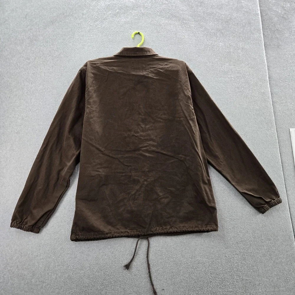 Vans Men Jacket X-LARGE Brown Canvas Coach Snap Button Long Sleeve READ